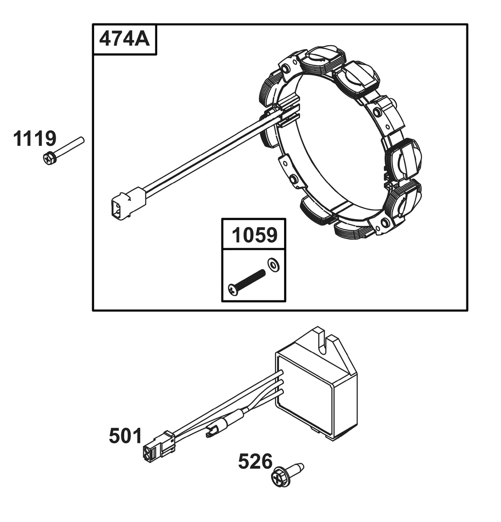 Alternator Group Diagram and Parts List for 305777-0112-B5 200000 - 399999 Briggs and Stratton Engine
